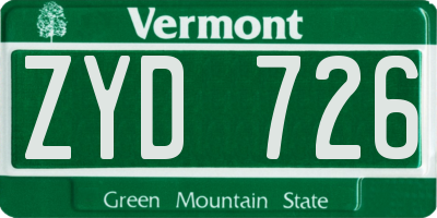 VT license plate ZYD726