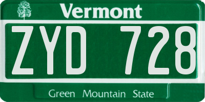 VT license plate ZYD728