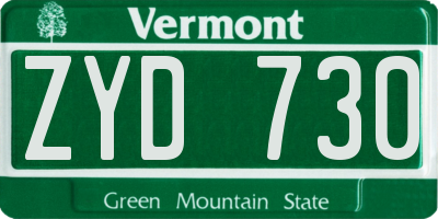 VT license plate ZYD730