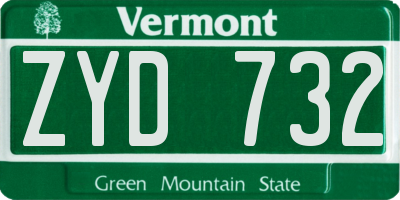 VT license plate ZYD732