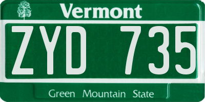 VT license plate ZYD735