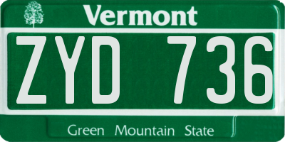 VT license plate ZYD736