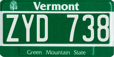 VT license plate ZYD738