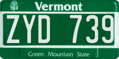 VT license plate ZYD739