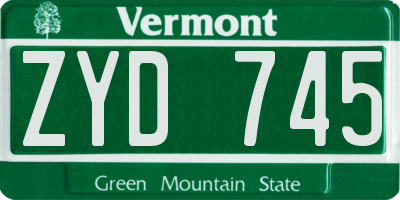 VT license plate ZYD745