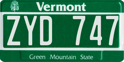 VT license plate ZYD747