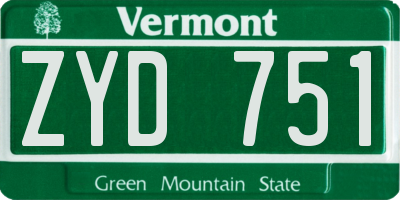 VT license plate ZYD751