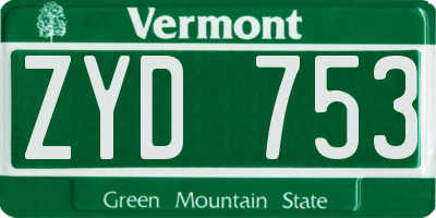 VT license plate ZYD753