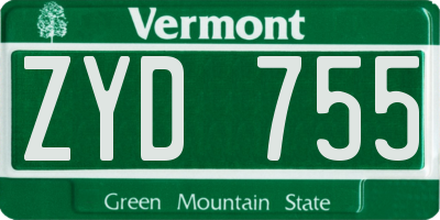 VT license plate ZYD755
