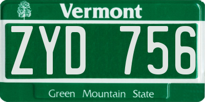 VT license plate ZYD756