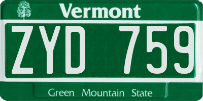 VT license plate ZYD759