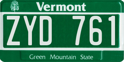VT license plate ZYD761