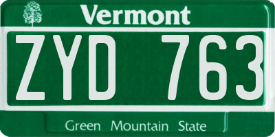 VT license plate ZYD763