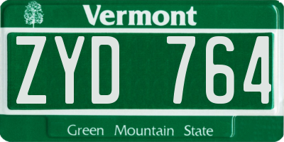VT license plate ZYD764