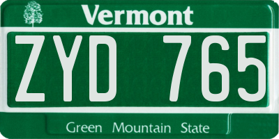 VT license plate ZYD765