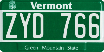 VT license plate ZYD766