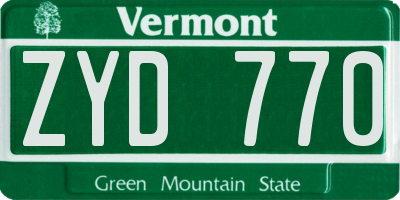 VT license plate ZYD770