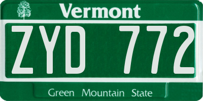 VT license plate ZYD772