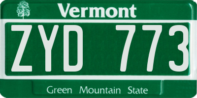 VT license plate ZYD773