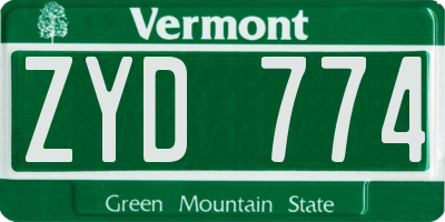 VT license plate ZYD774