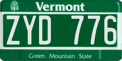 VT license plate ZYD776