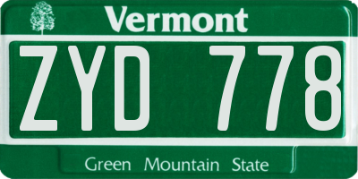 VT license plate ZYD778
