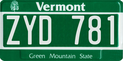 VT license plate ZYD781