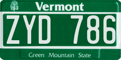 VT license plate ZYD786
