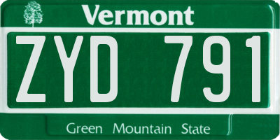 VT license plate ZYD791