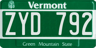 VT license plate ZYD792
