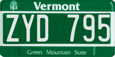 VT license plate ZYD795