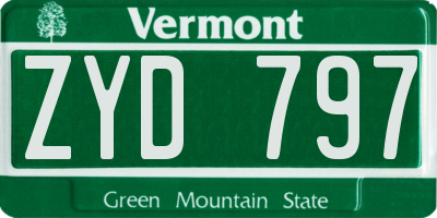 VT license plate ZYD797