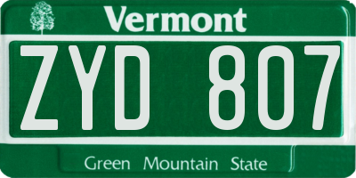 VT license plate ZYD807