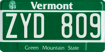 VT license plate ZYD809