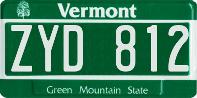 VT license plate ZYD812