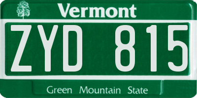 VT license plate ZYD815