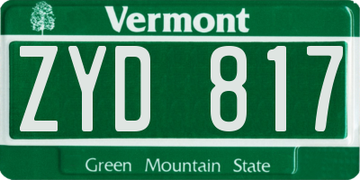 VT license plate ZYD817