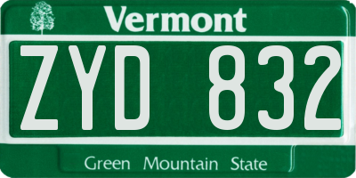 VT license plate ZYD832