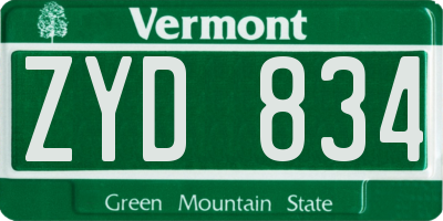 VT license plate ZYD834