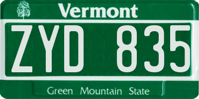 VT license plate ZYD835