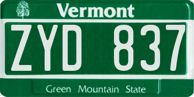 VT license plate ZYD837