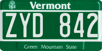 VT license plate ZYD842