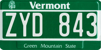 VT license plate ZYD843