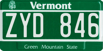 VT license plate ZYD846