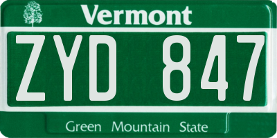 VT license plate ZYD847