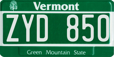 VT license plate ZYD850