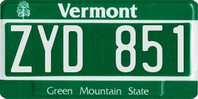 VT license plate ZYD851
