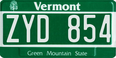 VT license plate ZYD854