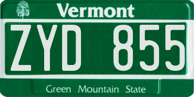 VT license plate ZYD855