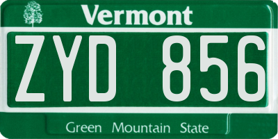 VT license plate ZYD856